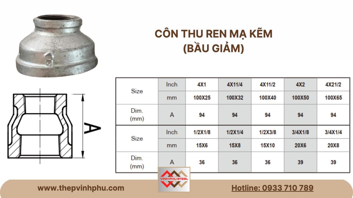 Côn thu ren mạ kẽm